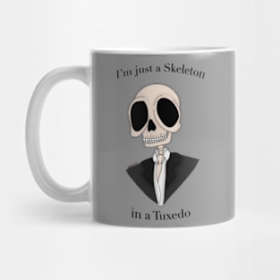 A skeleton in a Tuxedo Mug